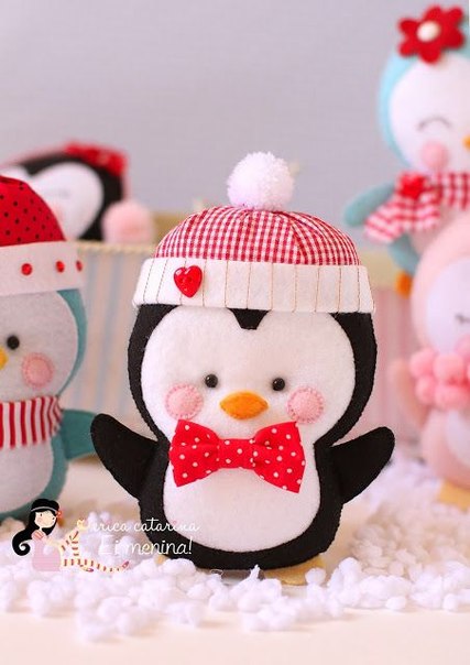 Patrones de pinguinos navideños con fieltro06