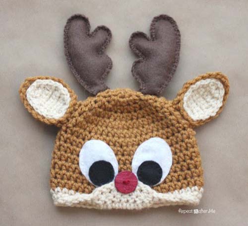 Gorros navideños tejidos a crochet par niños03