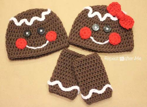 Gorros navideños tejidos a crochet par niños09