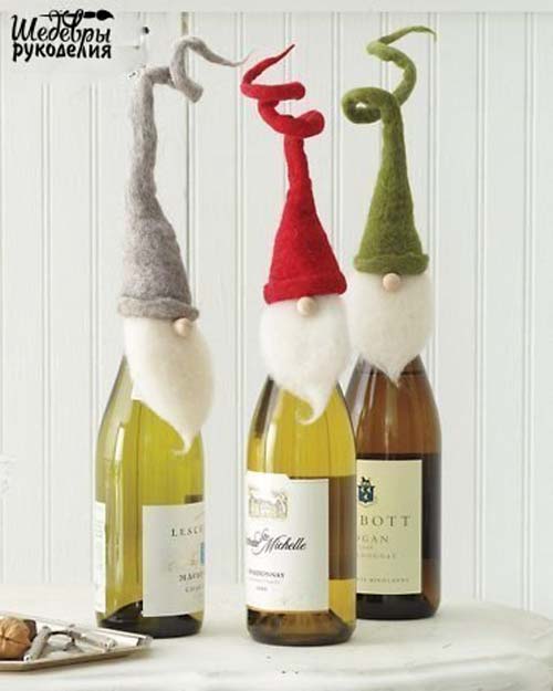 ideas de botellas de vino decoradas para regalar en navidad 04