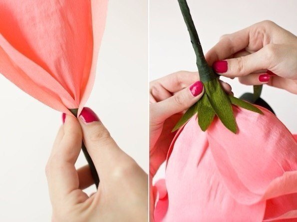 Como hacer flores gigantes con papel crepe04
