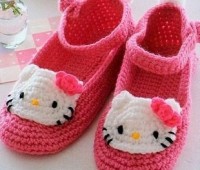 Como hacer zapatos de Hello Kitty a crochet