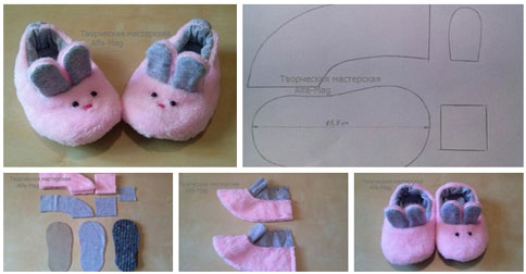 moldes para hacer pantuflas de conejitos para bebes